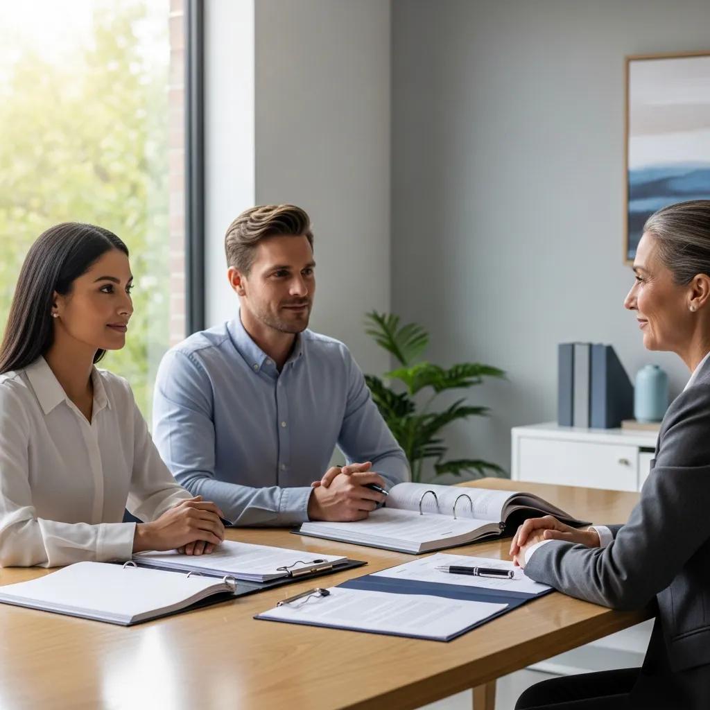 Couple meeting with an attorney about an uncontested divorce in a Kissimmee office